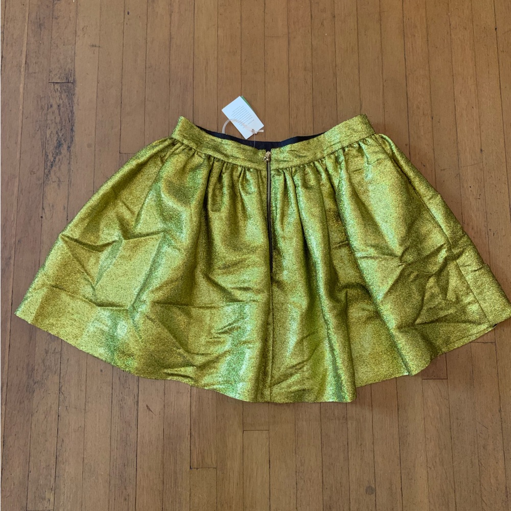 NWT kate spade Madison Ave Exclusive Acid Green Tinsel Coreen Cupcake Skirt RARE - Picture 2 of 13